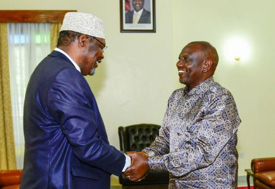 File Image of President William Ruto and Lawyer Miguna Miguna.